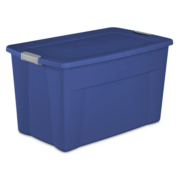 Sterilite 35 Gallon Latch Tote Plastic. Stadium Blue. Set Of 4