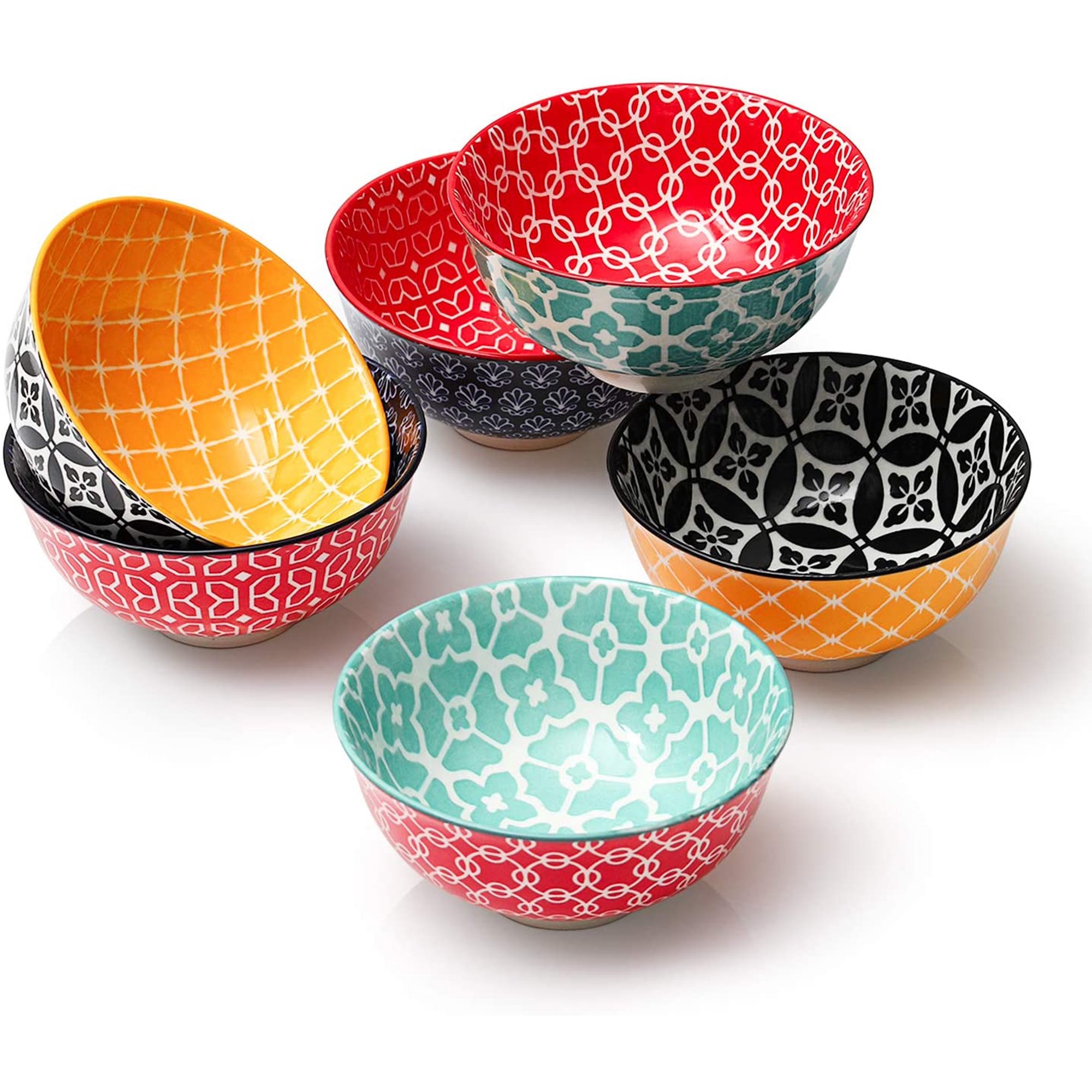 Dowan Dessert Bowls. Colorful Ceramic Ice Cream Bowls. 10 Oz Cute Small Snack Bowls. Set of 6