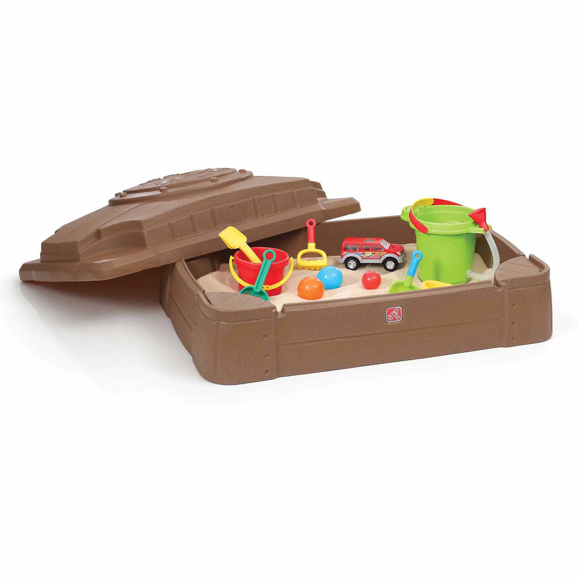Step2 Play and Store Kids Sandbox with Cover and Four Molded Seats