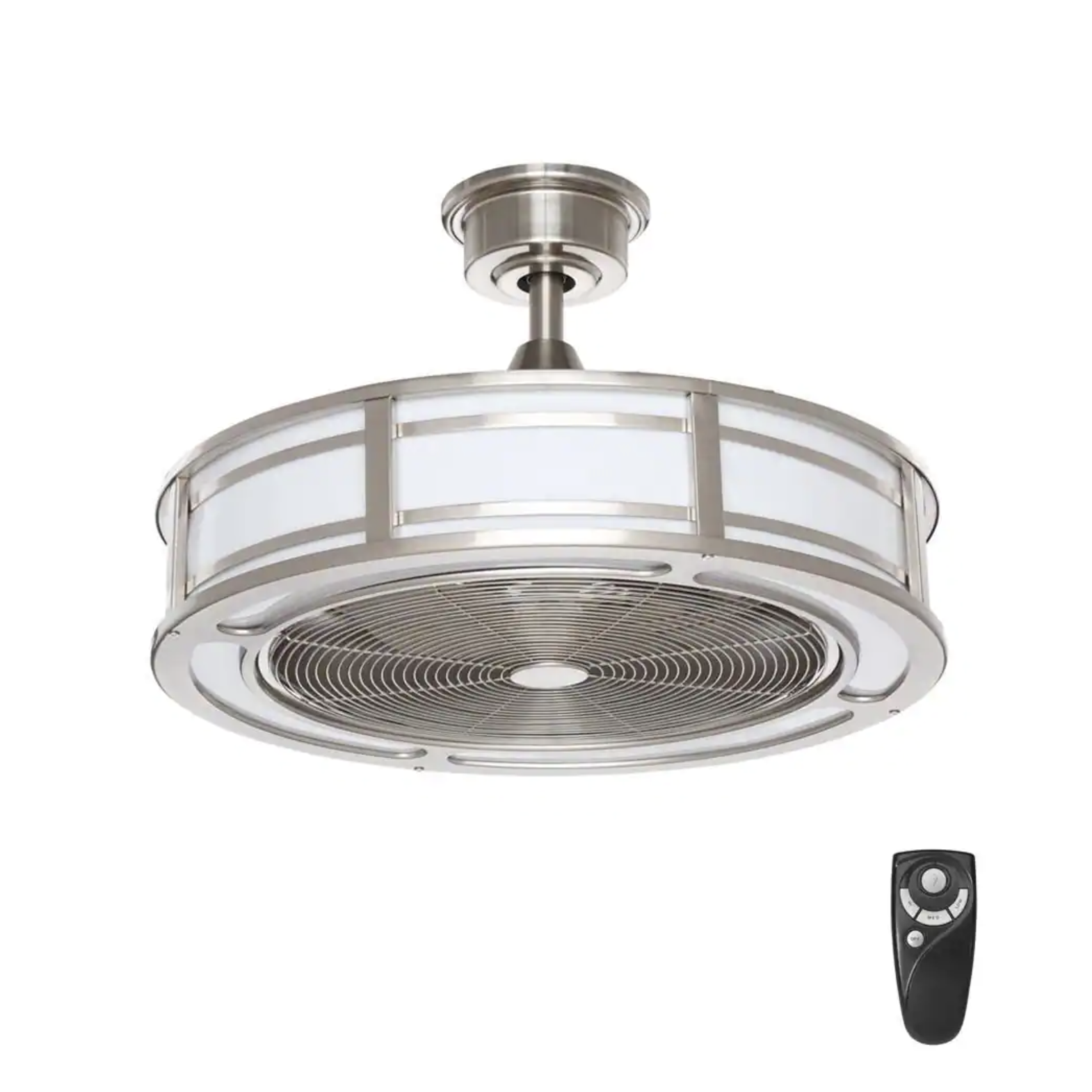 Home Decorators Collection Brette II 23 in. LED Indoor/Outdoor Brushed Nickel Ceiling Fan with Light and Remote Control