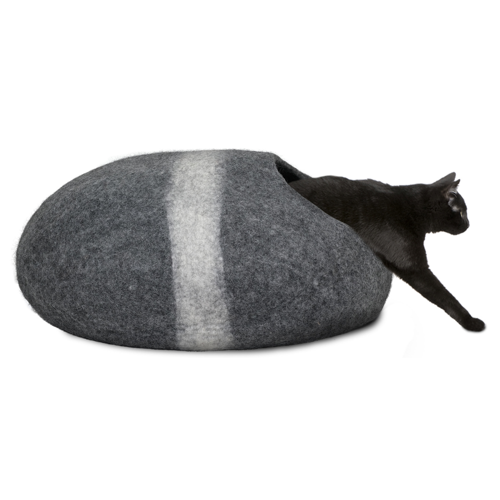 Mau Lifestyle Horizon Wool Felt Cave Cat Bed. Dark Gray
