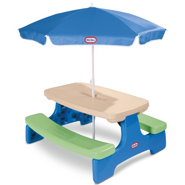 Little Tikes Easy Store Kids Picnic Table with Umbrella