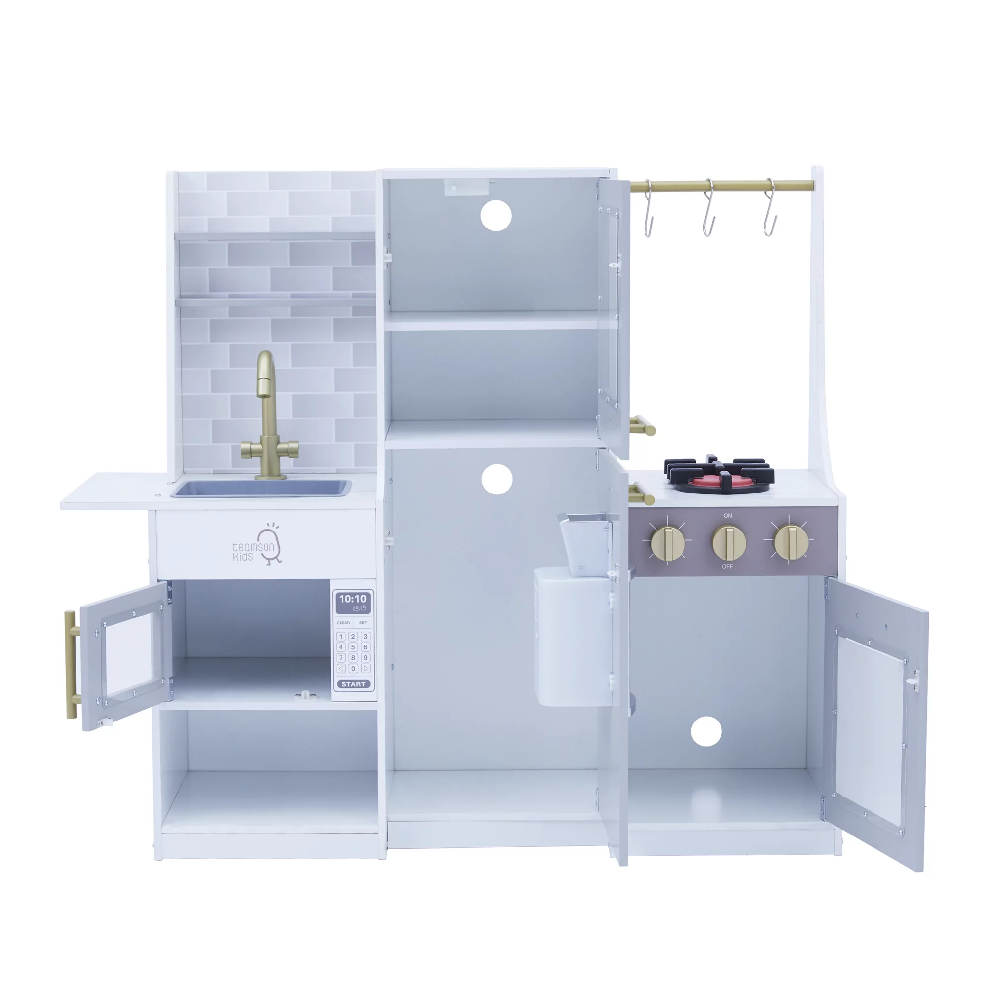 Teamson Kids Little Chef Lyon Wooden Kitchen And Hydroponic Garden w/ Accessories. Gray