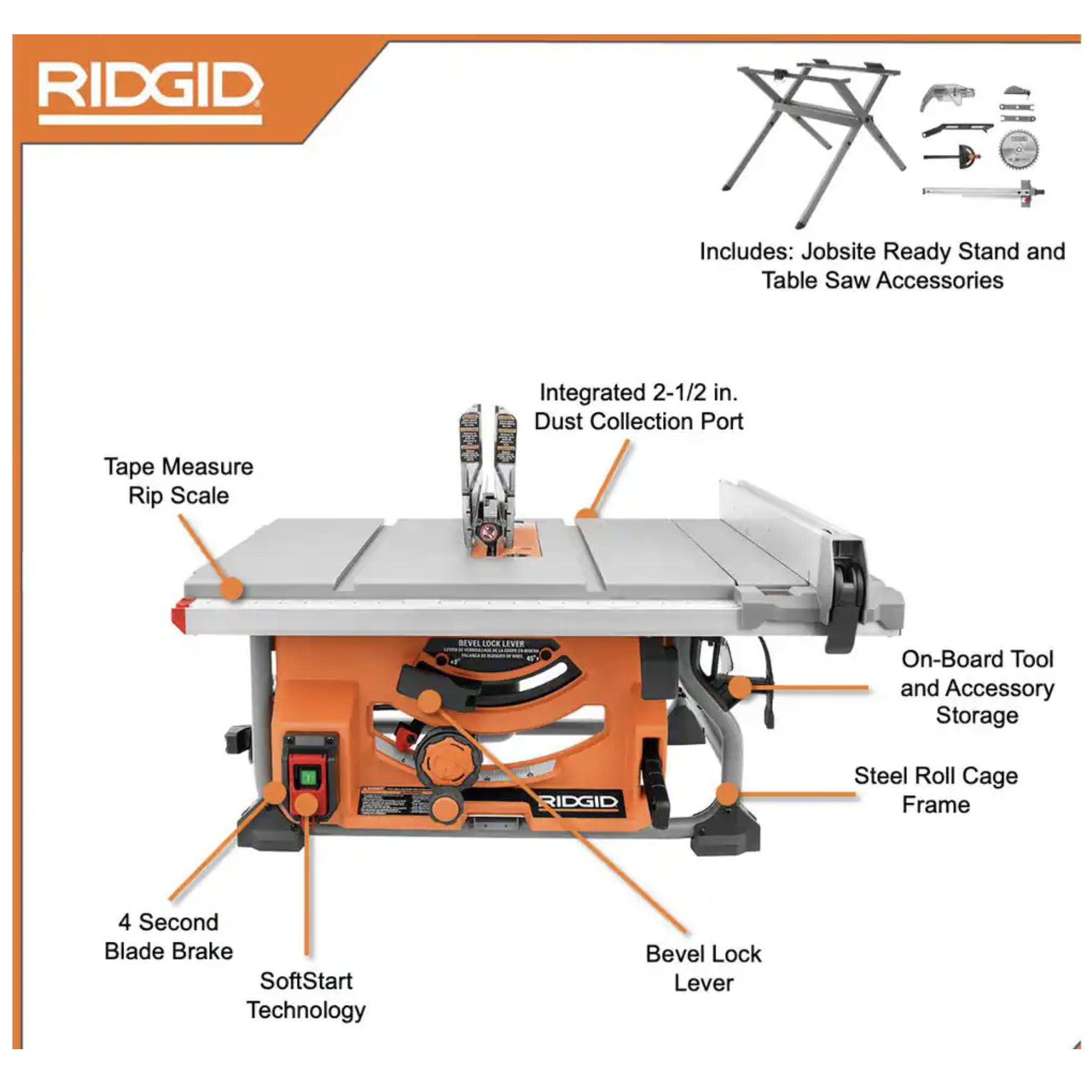 Ridgid R4518 10 in. Table Saw with Folding Stand