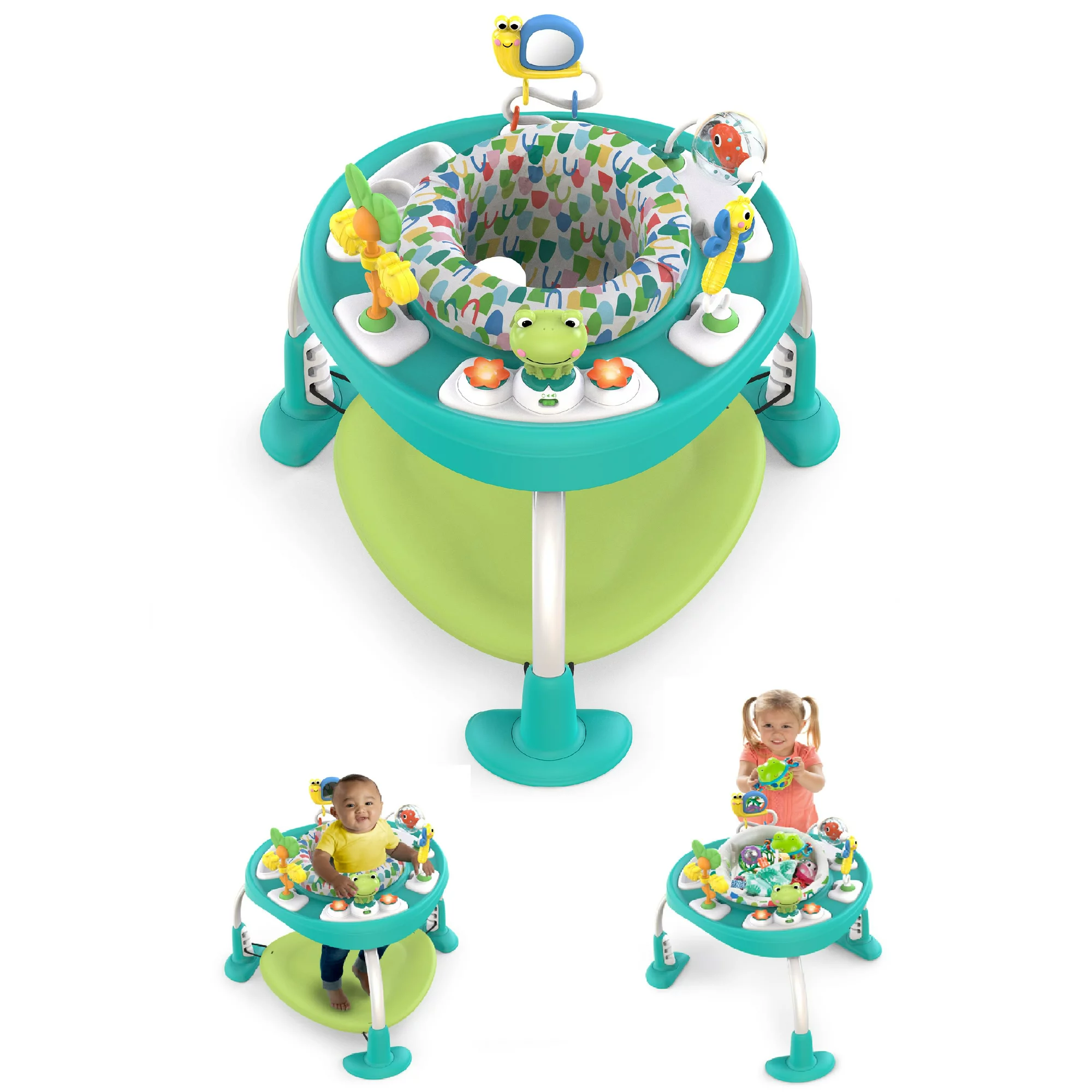 Bright Starts Bounce Bounce Baby 2-in-1 Activity Center Jumper & Table - Playful Pond (Green). 6 Months+. Playful Pond