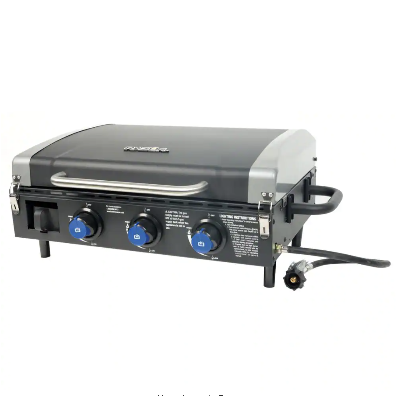 Razor 3-Burner Portable Griddle with Lid in Black