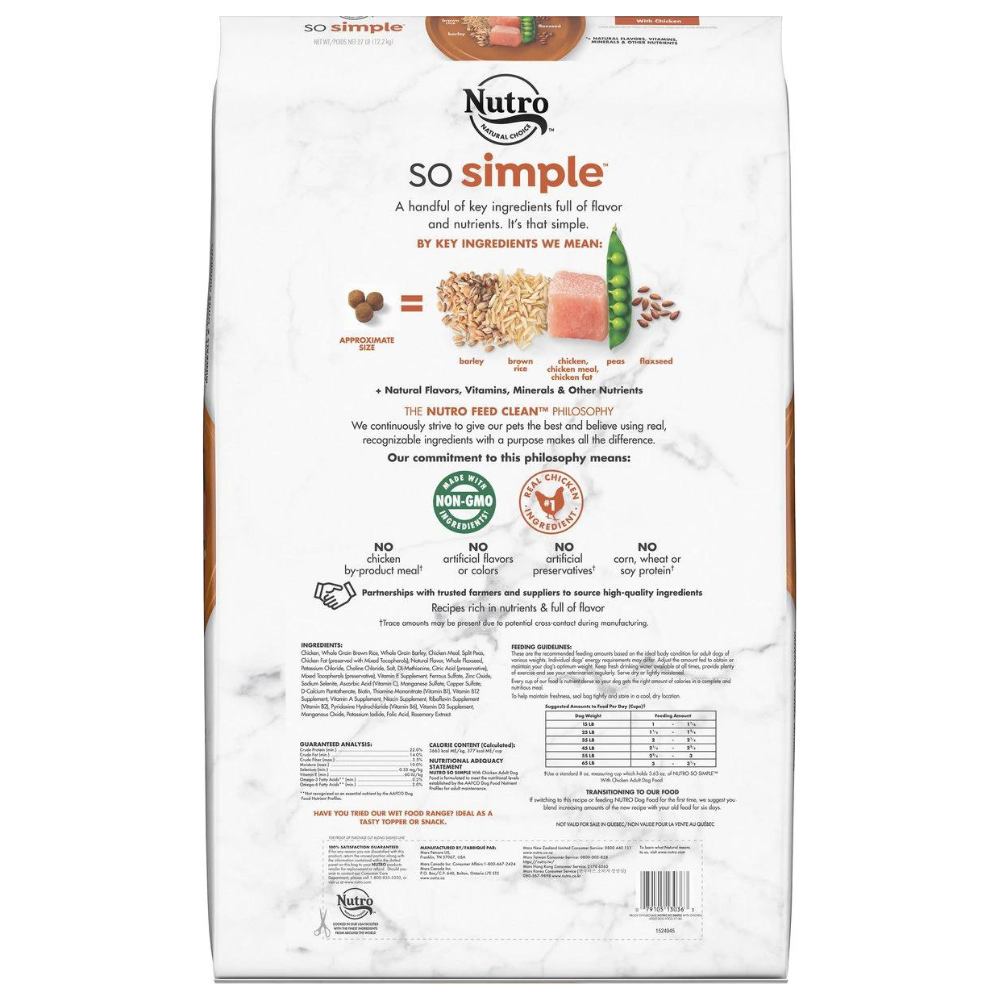 Nutro SO SIMPLE Adult Chicken & Rice Recipe Natural Dry Dog Food.  27-lb Bag