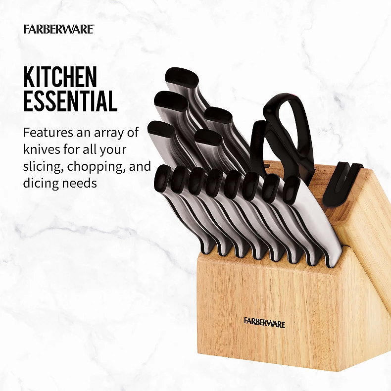 Farberware Edgekeeper 15-pc. Knife Block Set with Built-In Sharpener