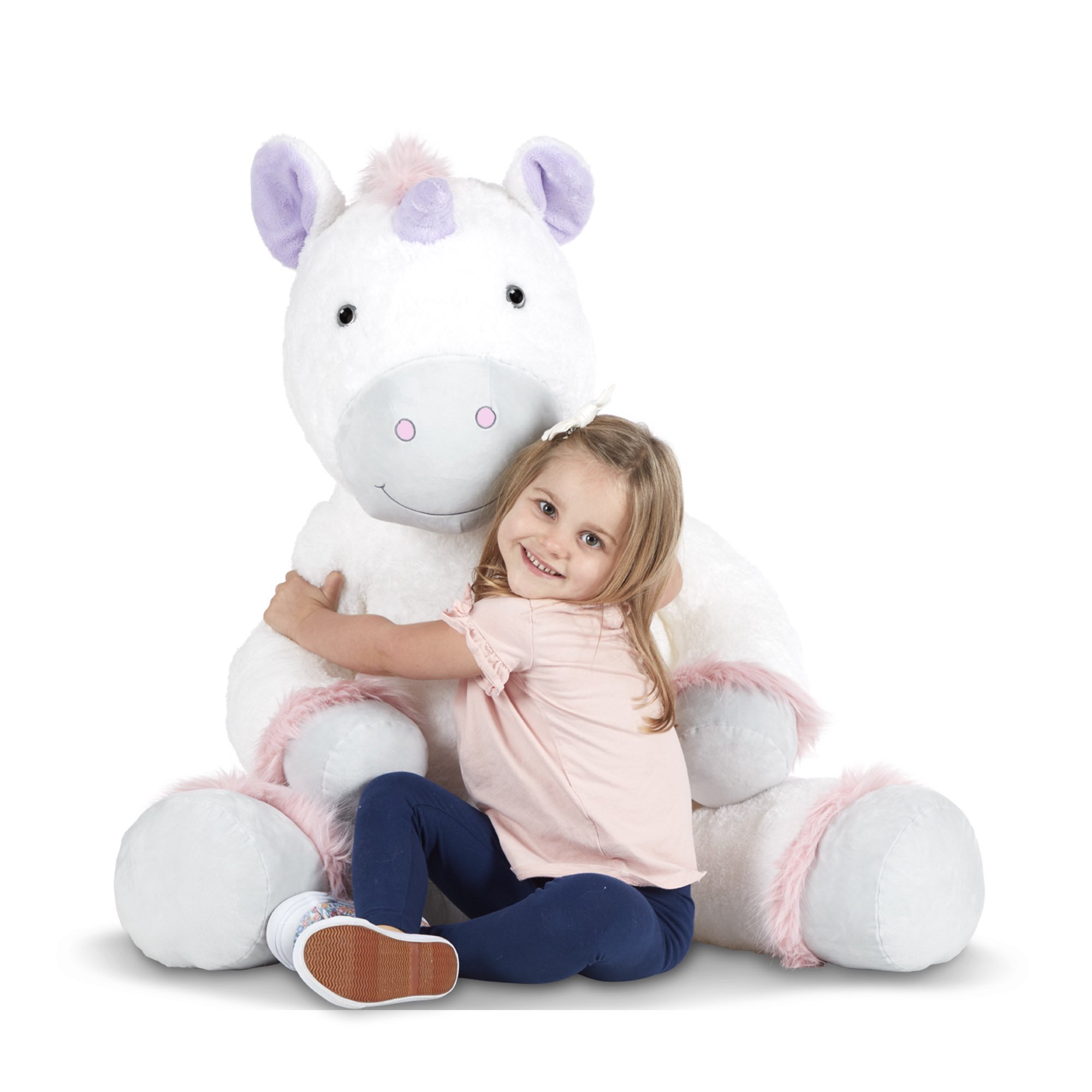 Melissa & Doug Gentle Jumbos Unicorn Giant Stuffed Plush Animal. Sits Nearly 3-Feet Tall