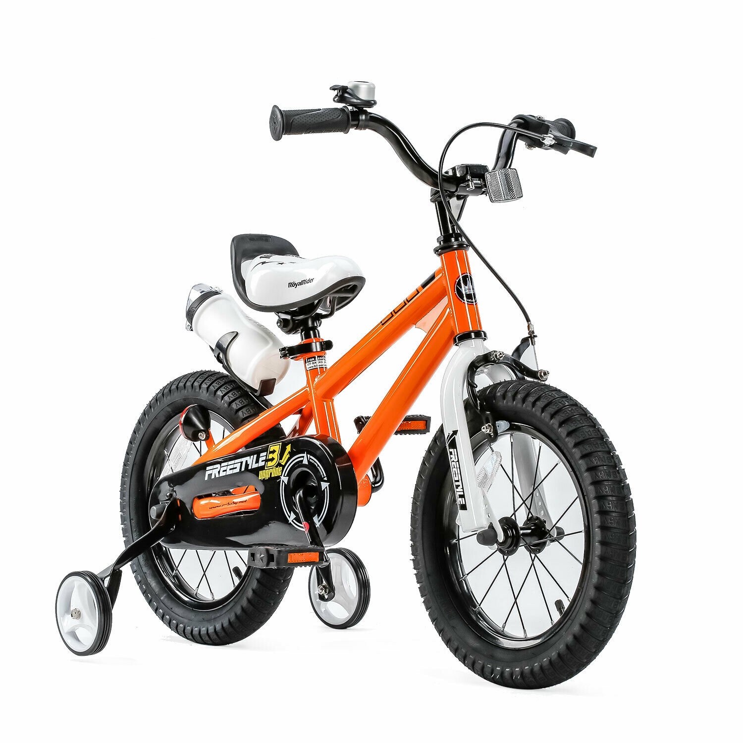 Royalbaby Freestyle 16 In. Orange Kids Bike with Kickstand and Training Wheels