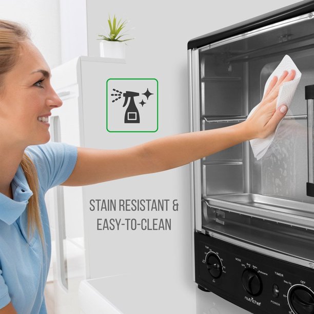 NutriChef PKRT97 Kitchen Countertop Rotisserie Toaster Oven Cooker w/ Rack & Pan