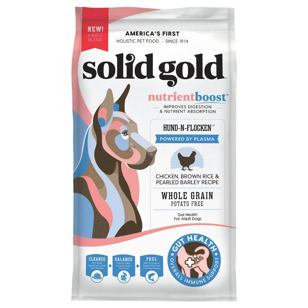 Solid Gold NutrientBoost Hund-N-Flocken Chicken. Brown Rice & Pearly Barley Recipe Adult Dry Dog Food