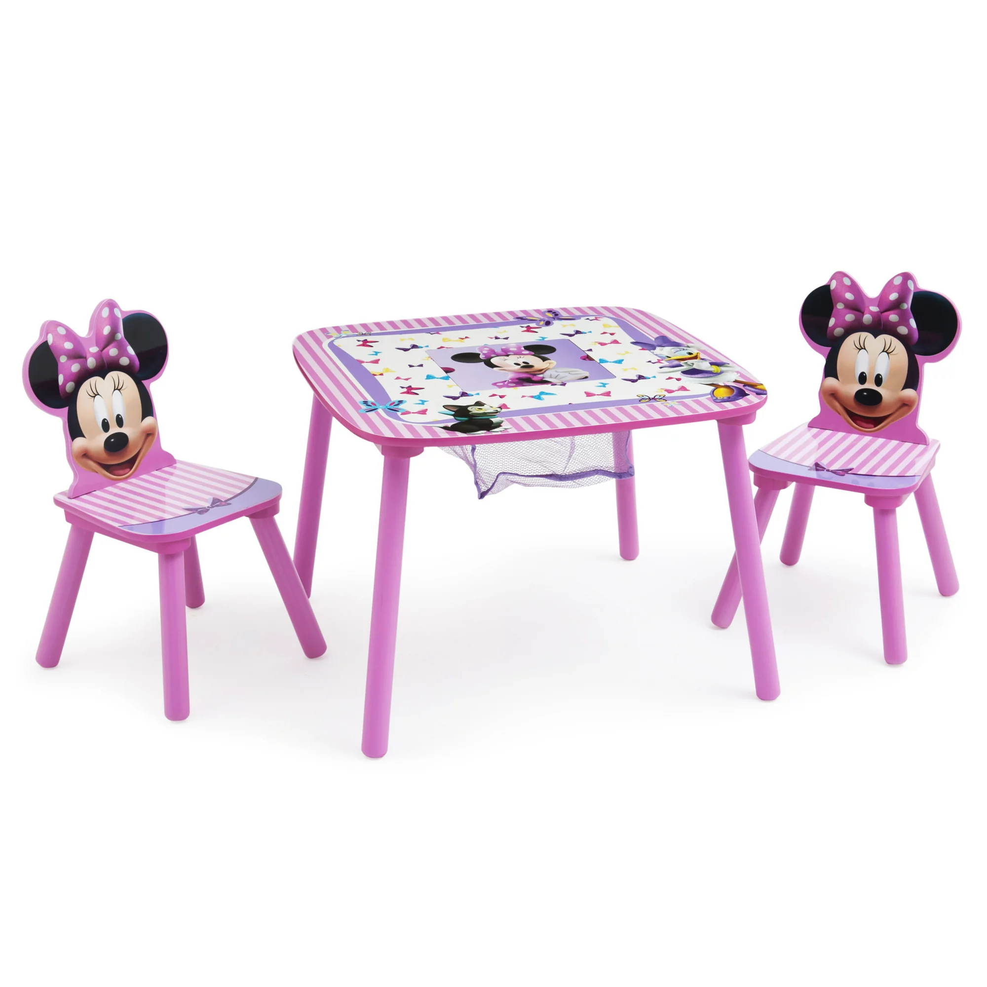 Delta Children Disney Minnie Mouse Wood Kids Storage Table and Chairs Set