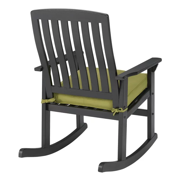 Better Homes & Gardens Delahey Cushioned Outdoor Wood Rocking Chair. Dark Brown