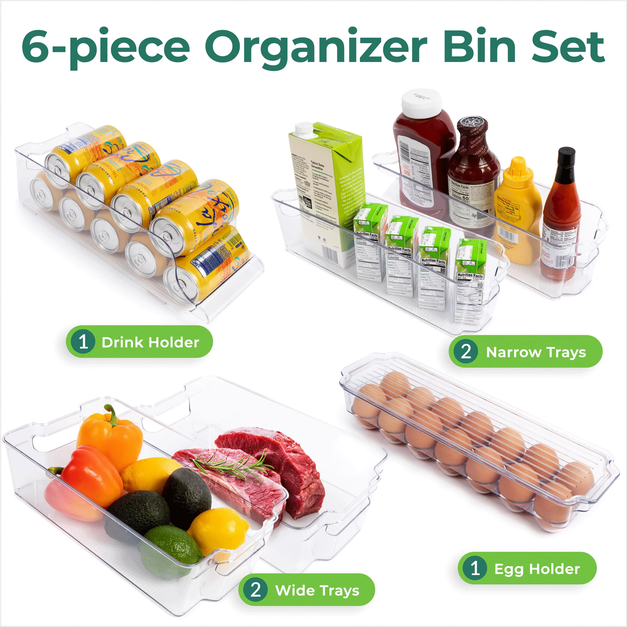 GreenCo Stackable Refrigerator Organizer Bins