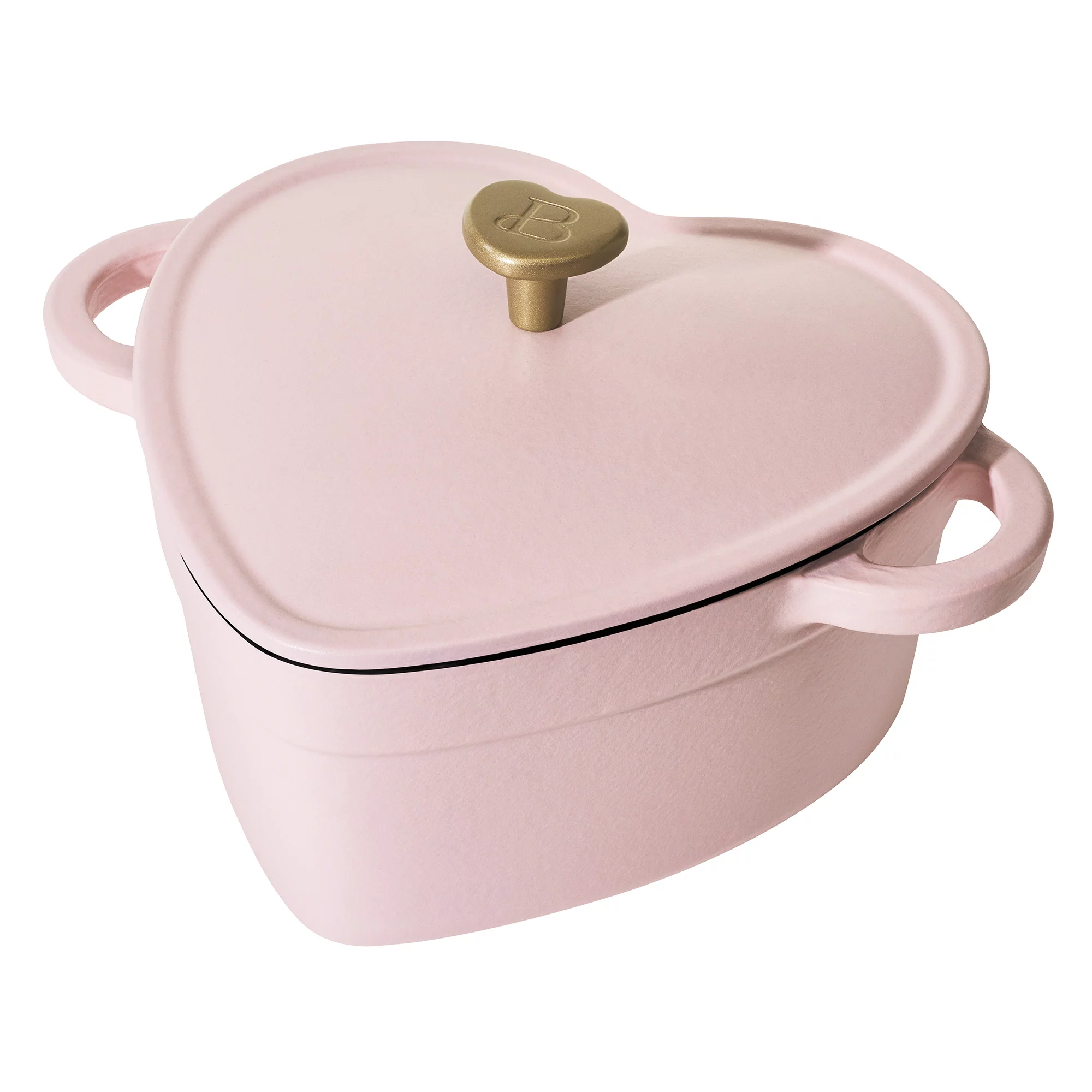 Beautiful 2QT Cast Iron Heart Dutch Oven. Pink Champagne