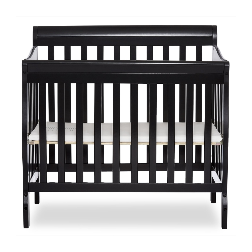 Dream On Me Aden 4-in-1 Convertible Mini Crib In Black. Greenguard Gold Certified