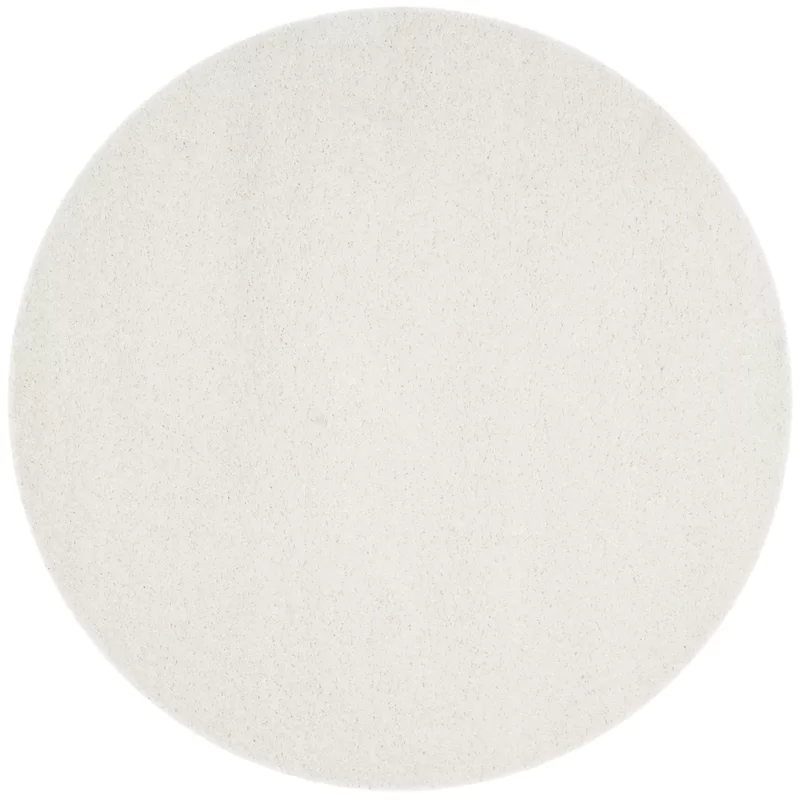 Lark Manor Delane Machine Woven / Power Loomed Performance White Rug. Round 8-6″