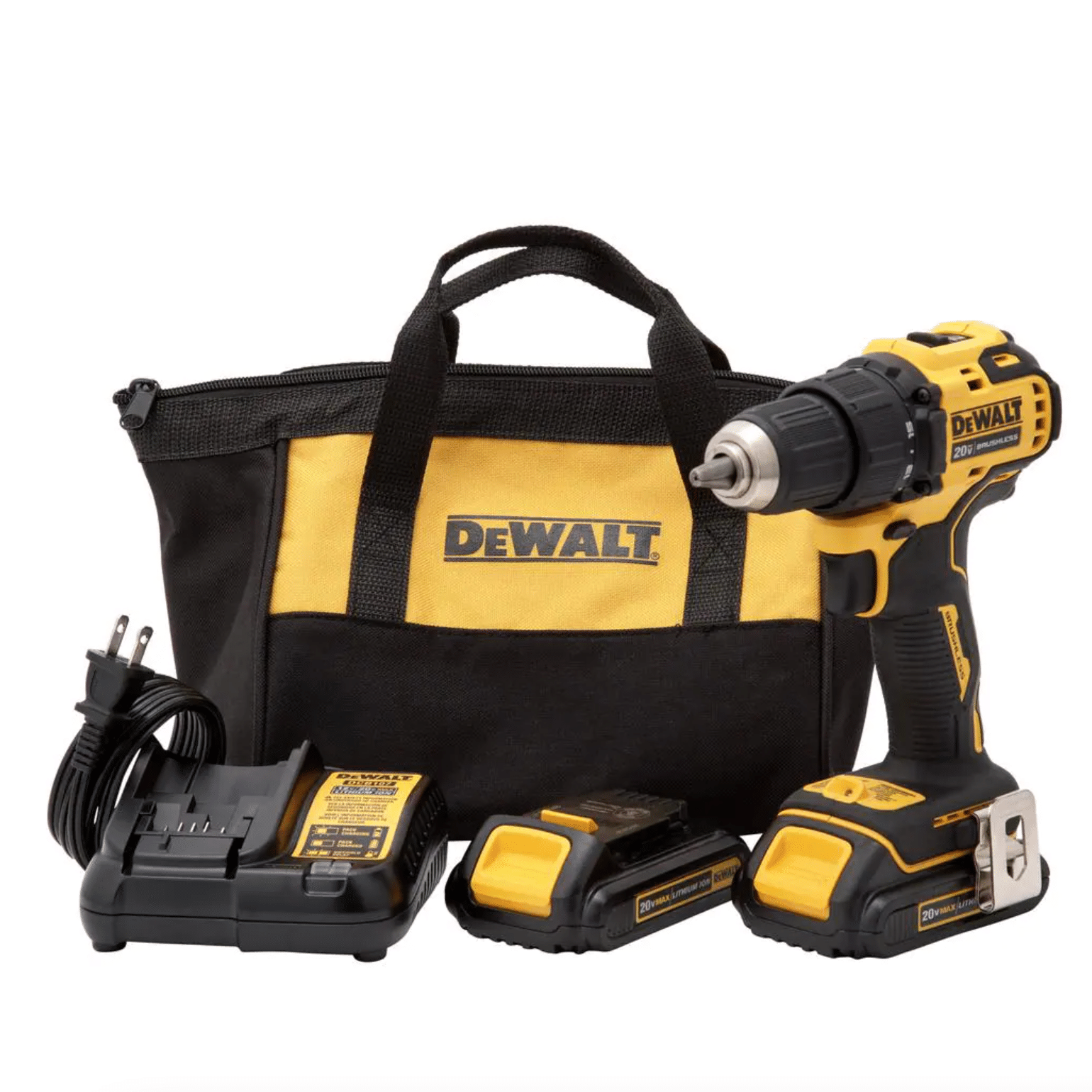 Dewalt Atomic 20V Max Cordless Brushless Compact 1/2 in. Drill/Driver. (2) 20-Volt 1.3Ah Batteries & 4-1/2 in. Circular Saw (DCD708C2W571B)