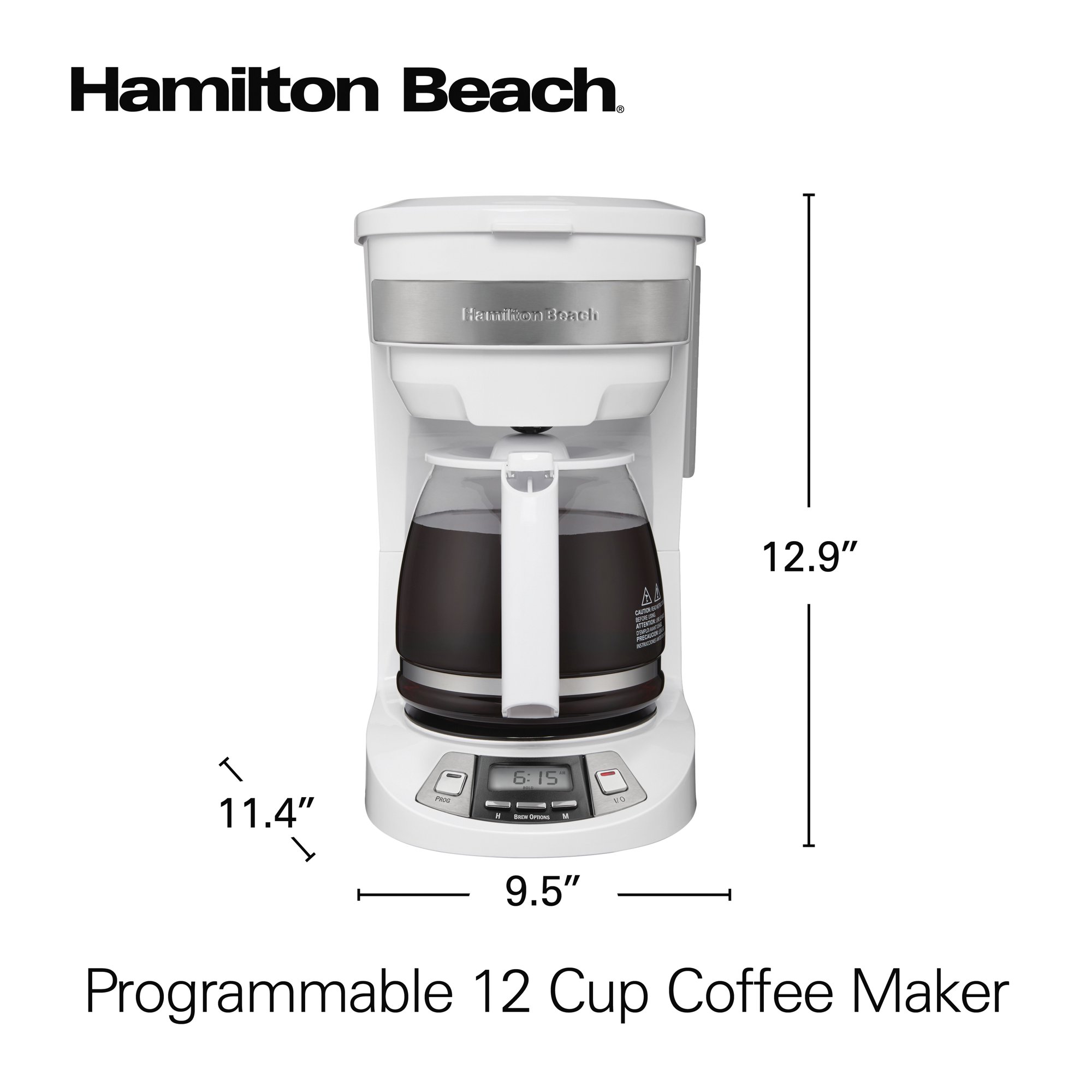 Hamilton Beach Programmable 12 Cup Coffee Maker. White. Stainless Accents. 46294