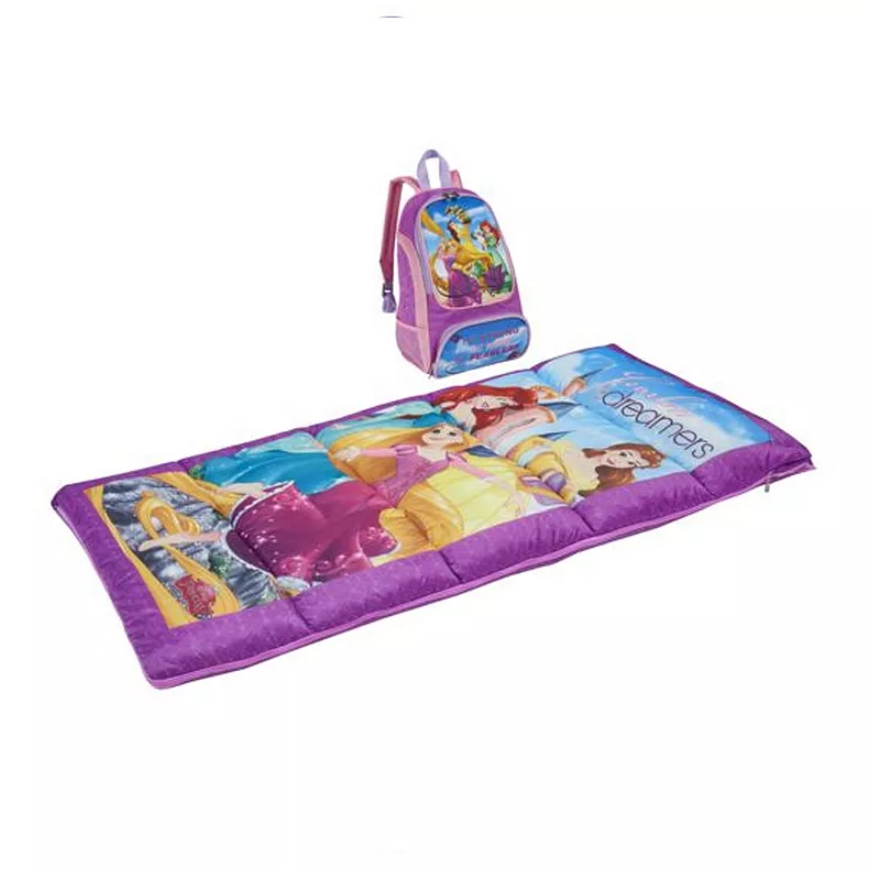 Exxel Outdoors Disney Oxford Sleeping Bag Kit with Belle. Ariel. and Rapunzel