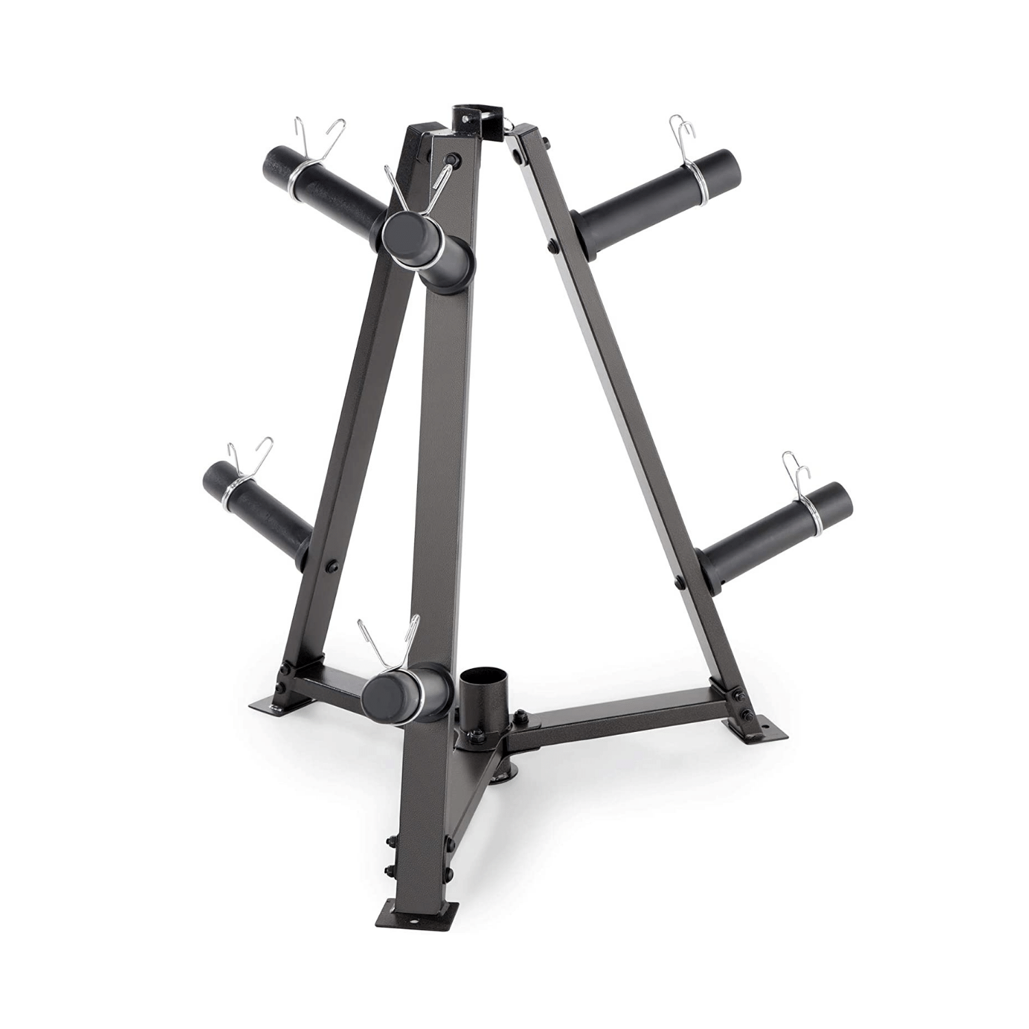 Marcy 6-Peg Olympic Weight Plate Tree And Vertical Bar Holder Storage Rack Organizer