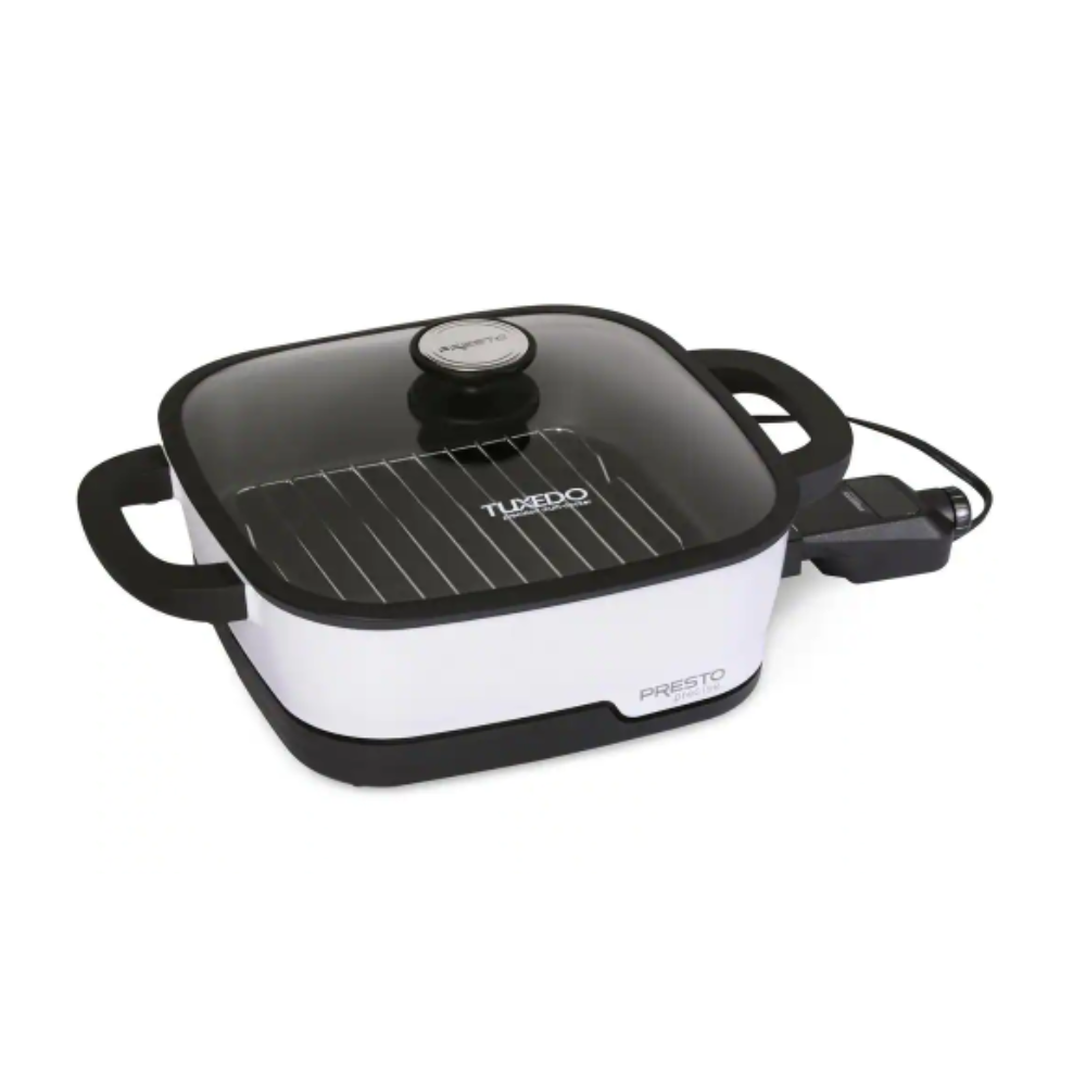 Presto 12 in. Tuxedo White Electric Skillet Multi-Cooker