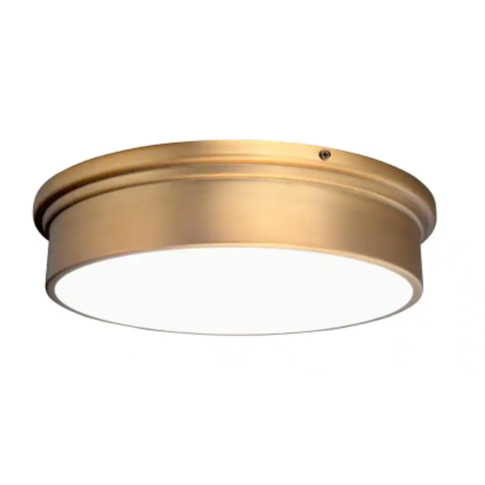 WAC Lighting York 12 in. 1-Light 3000K Aged Brass LED Flush Mount