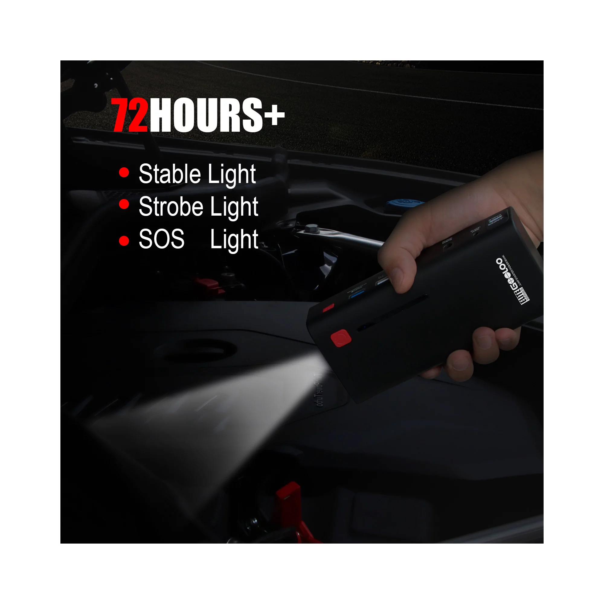 Gooloo 1200A Peak 18000mAh SuperSafe Car Jump Starter with USB Quick Charge for Up to 7.0L Gas or 5.5L Diesel Engine