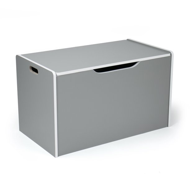 Humble Crew Toddler Hinged Fiberboard Toy Storage Chest with Lid. Gray and White
