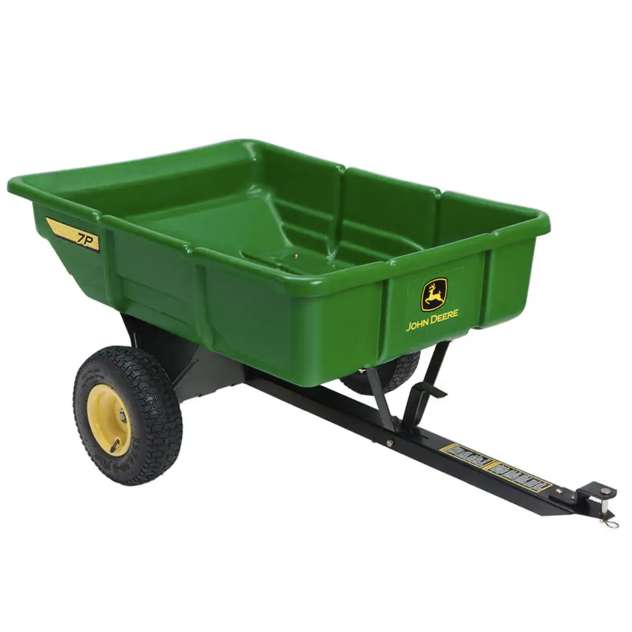 John Deere 450 lb. 7 cu. ft. Tow Behind Poly Utility Cart Dump Trailer with Universal Hitch