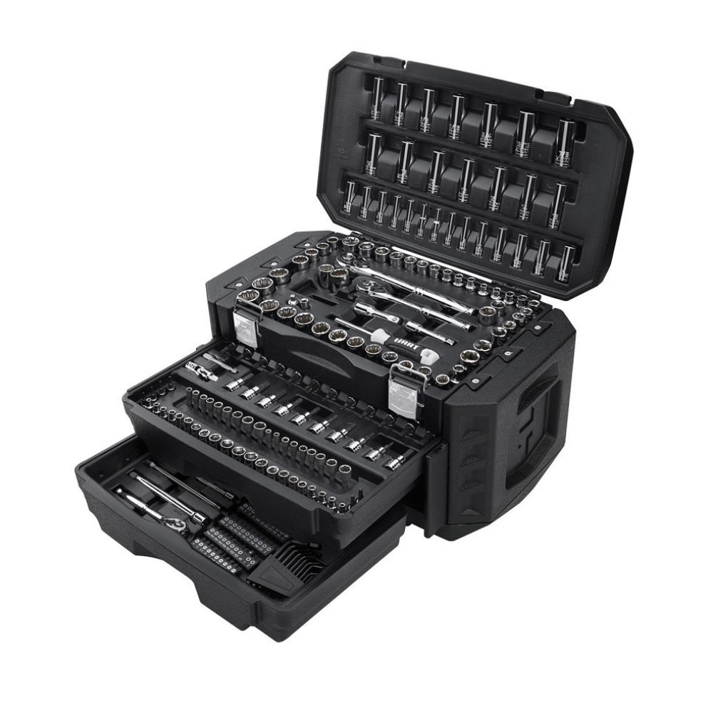 Hart 215-Piece Mechanics Tool Set. Multiple Drive. Chrome Finish