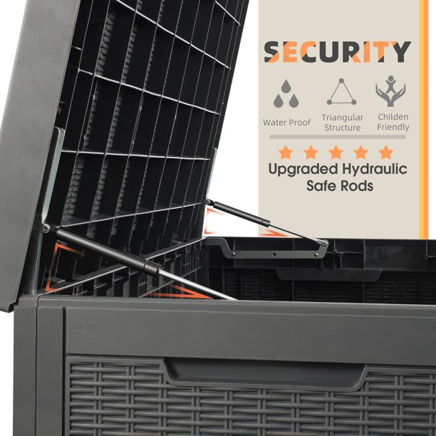 Kutime 100 Gallons Patio Deck Box Rattan