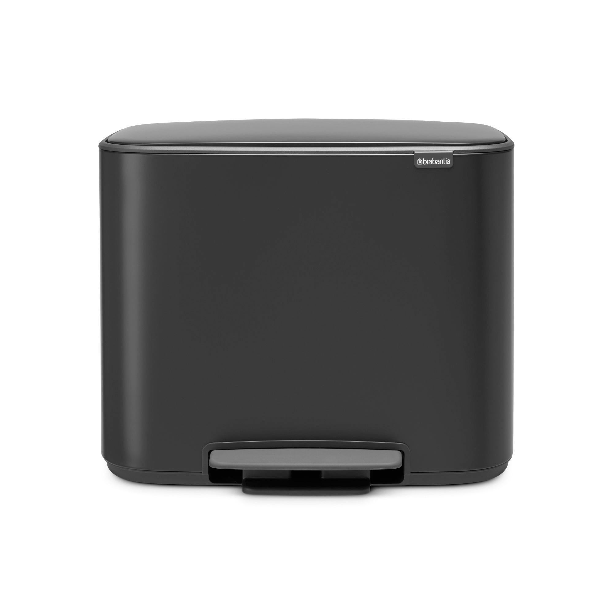 Brabantia Bo Step On Dual Compartment Recycling Trash Can. 3 + 6 Gallon. Black