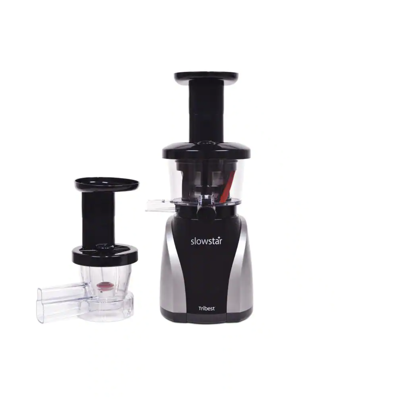 Tribest Slowstar 24 fl. oz. Black and Silver Vertical Cold Press Juicer with Mincing Attachment