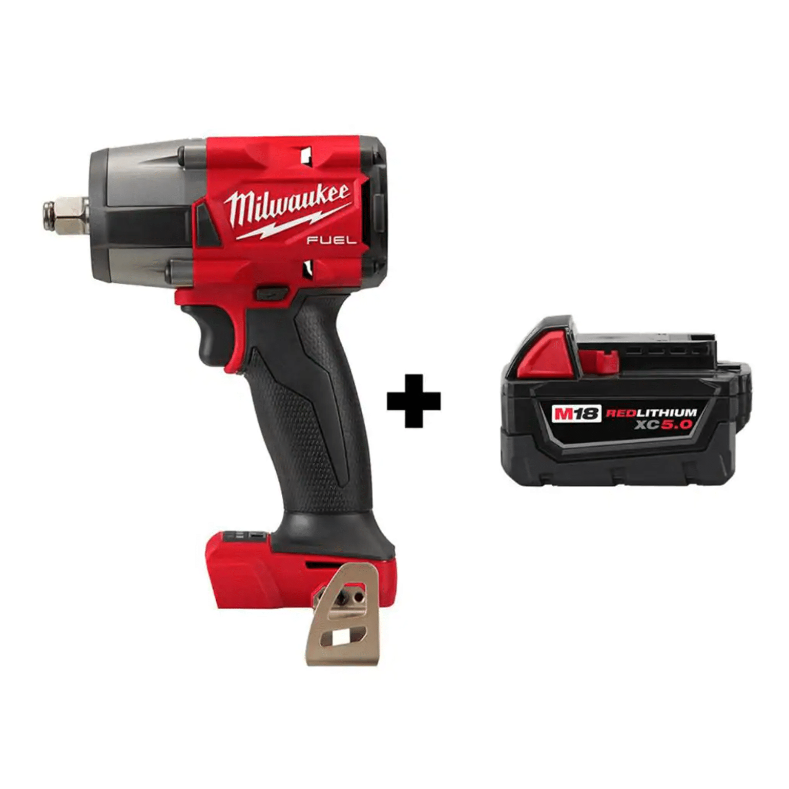 Milwaukee M18 Fuel Gen-2 18-Volt Lithium-Ion Brushless Cordless Mid Torque 1/2 in. Impact Wrench with 5.0 Ah Battery (2962-20-48-11-1850)