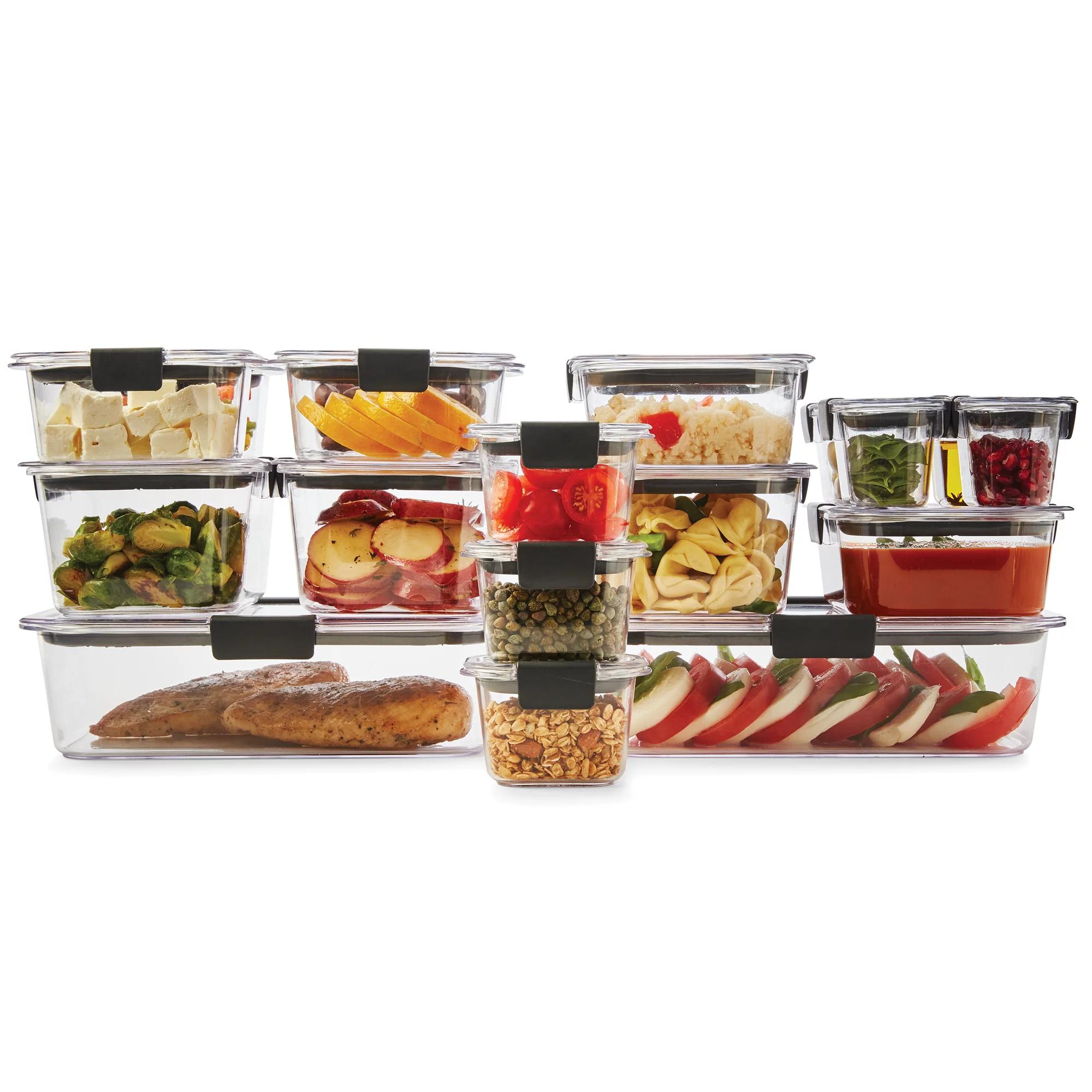 Rubbermaid Brilliance Food Storage Containers. 36 Piece Variety Set. Clear Tritan Plastic