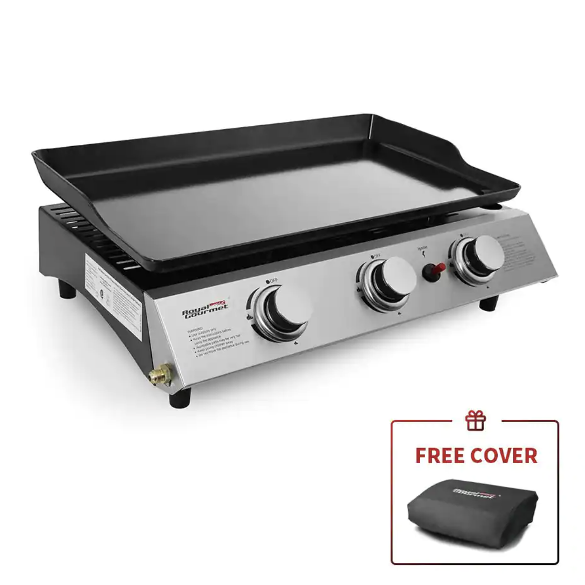 Royal Gourmet Portable 3-Burner Built-in Propane Gas Grill in Stainless Steel