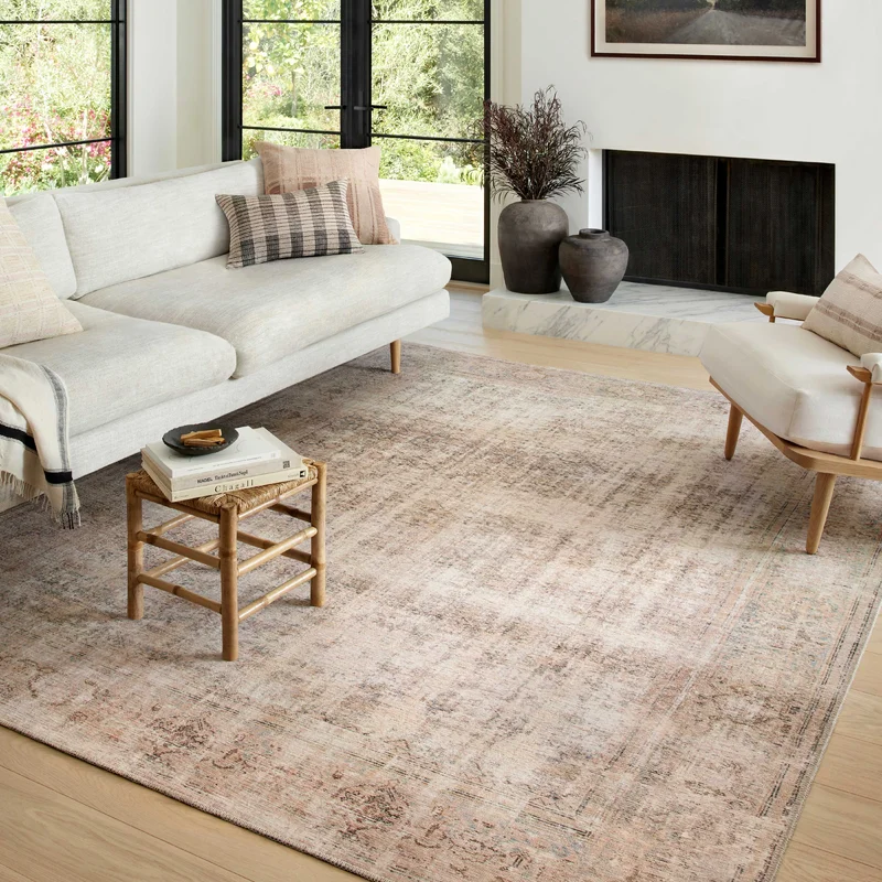 Amber Lewis x Loloi Georgie Machine Woven/Power Loomed Performance Ocean/Sand Rug. Rectangle 10′ x 14′