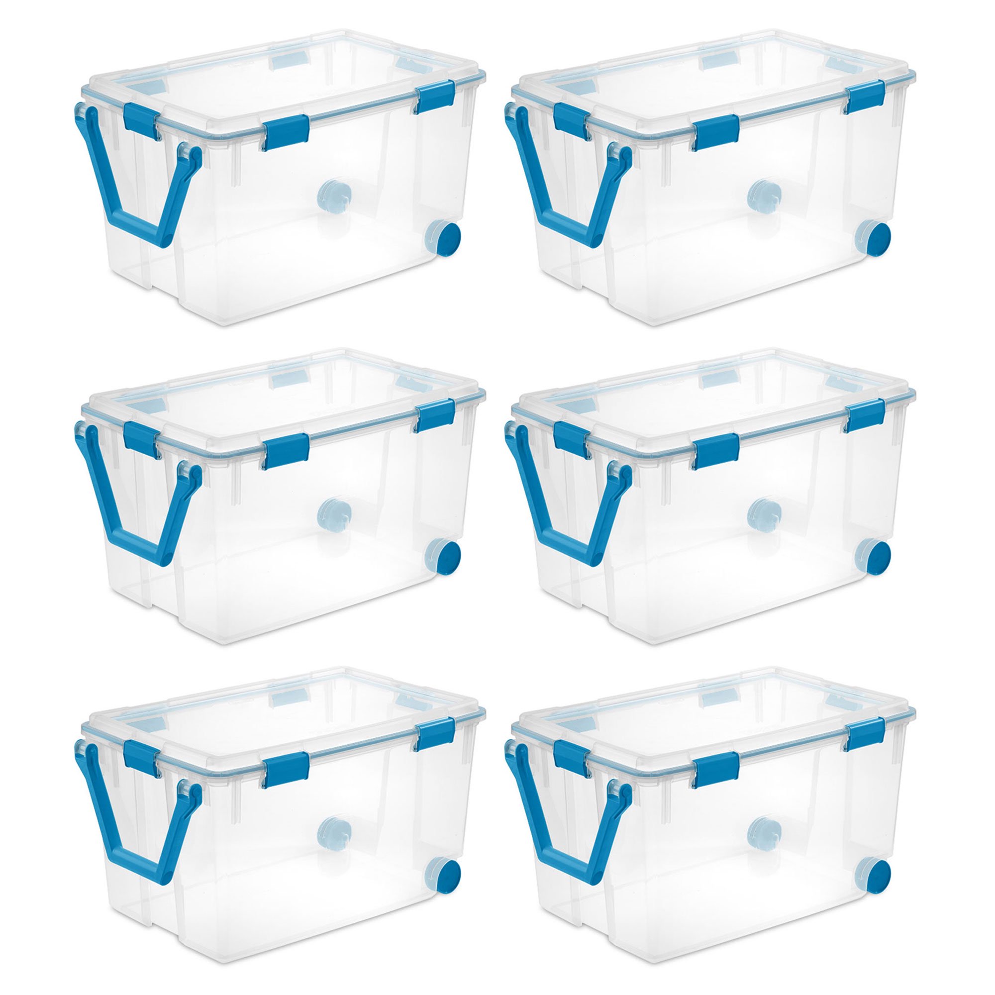 Sterilite 120 qt. Plastic Home Storage Box with Latching Lid in Clear. 6-Pack