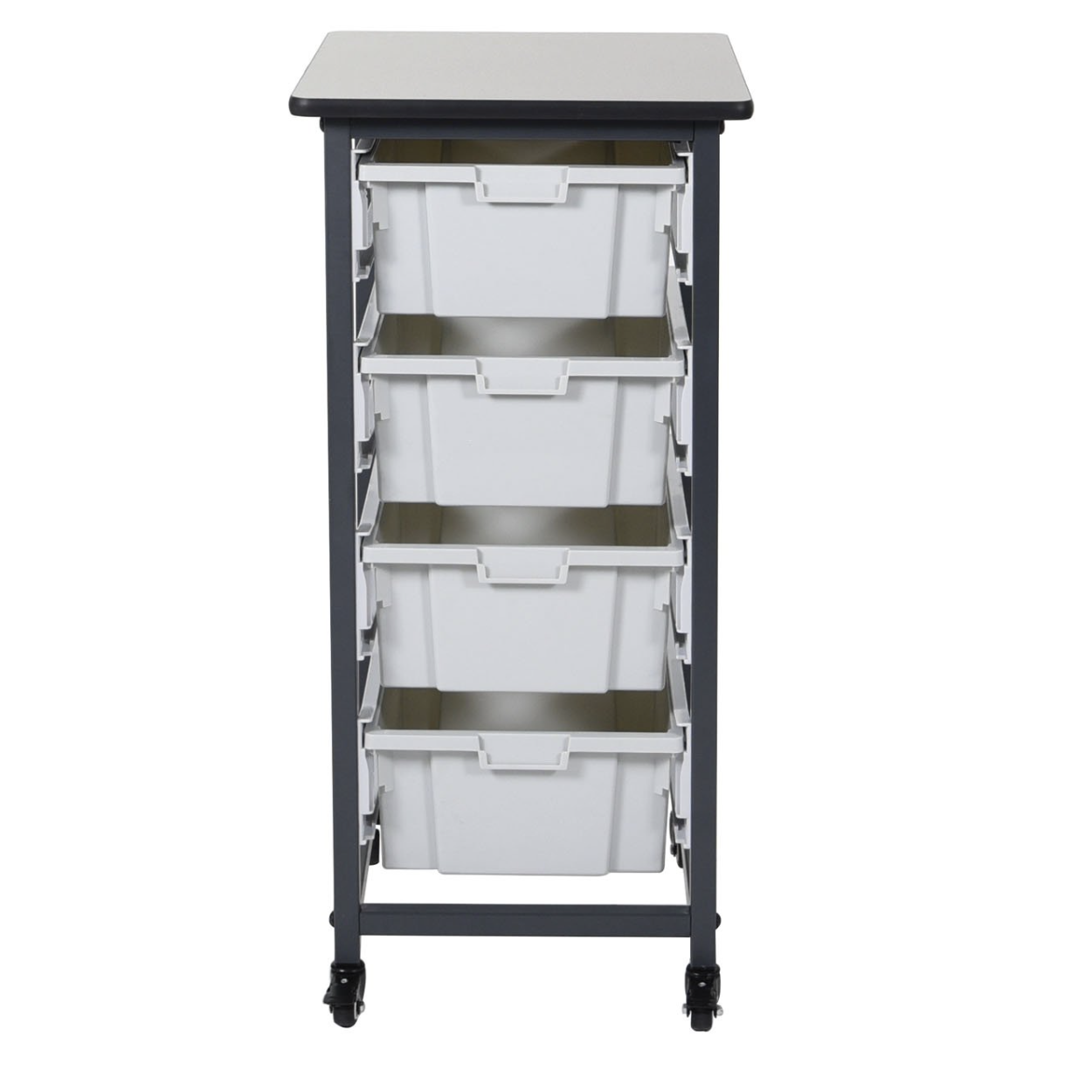 Luxor 17 in. x 20 in. Mobile Bin Storage Cart Single Row and Double Bin in Black Frame