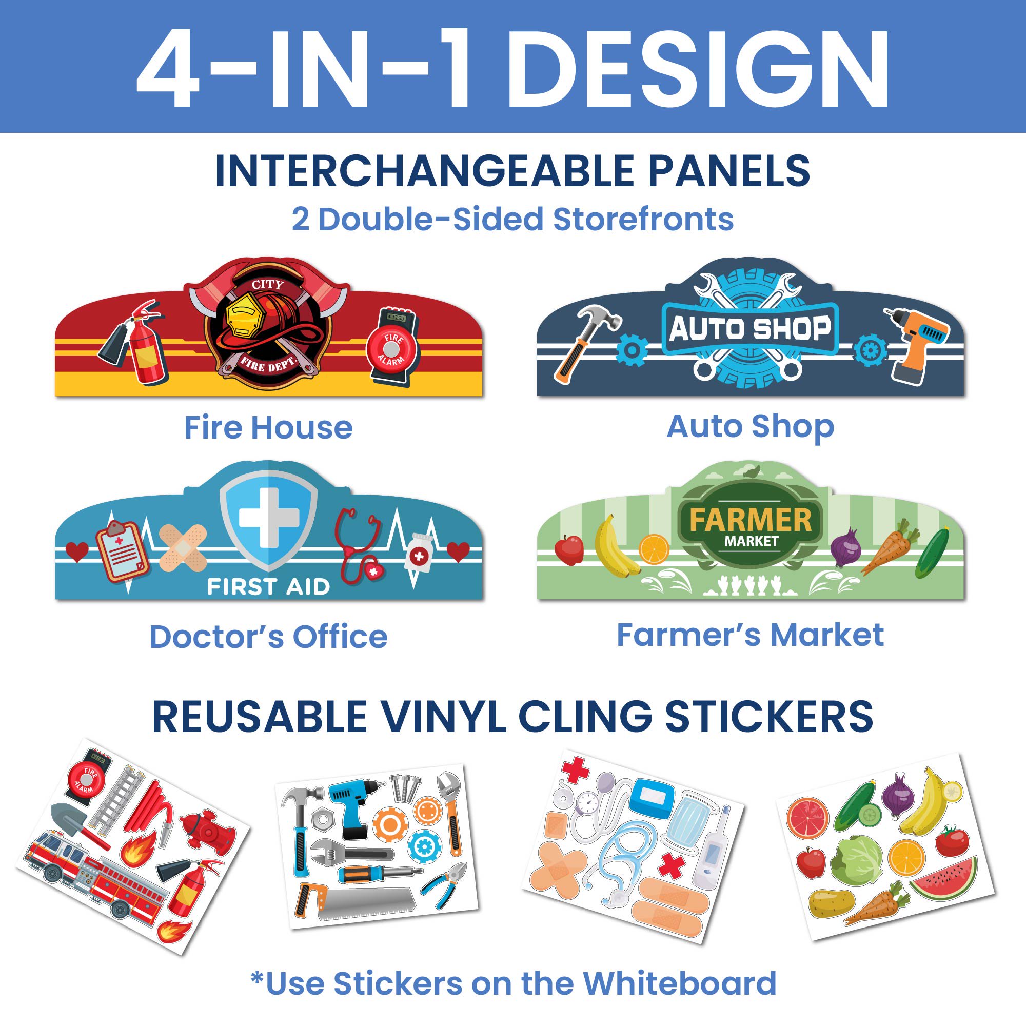 Delta Children Reversible 4-in-1 Pretend Play Center with Chalkboard & Storage. Greenguard Gold Certified. Grey