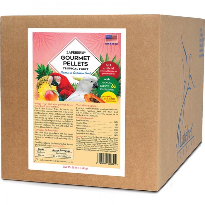 Lafeber Tropical Fruit Gourmet Pellets Macaw Bird Food. 25-lb box
