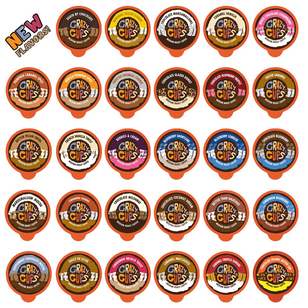 Crazy Cups Flavored Coffee Pods Variety Pack. 40 Count For Keurig K Cup Machines