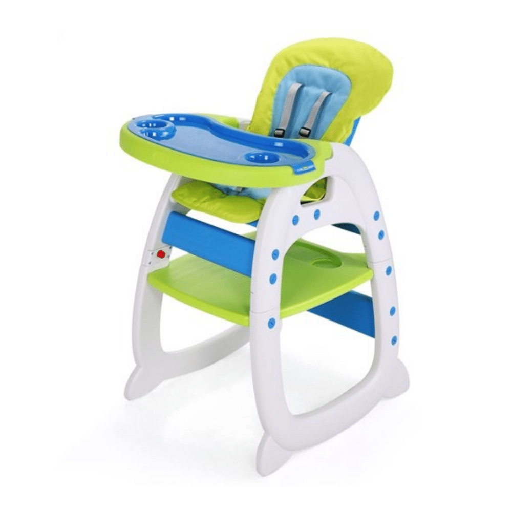 Hommoo 3 In 1 Baby High Chair. Convertible Play Table And Chair Set For Toddler. Adjustable Seat Back. Blue