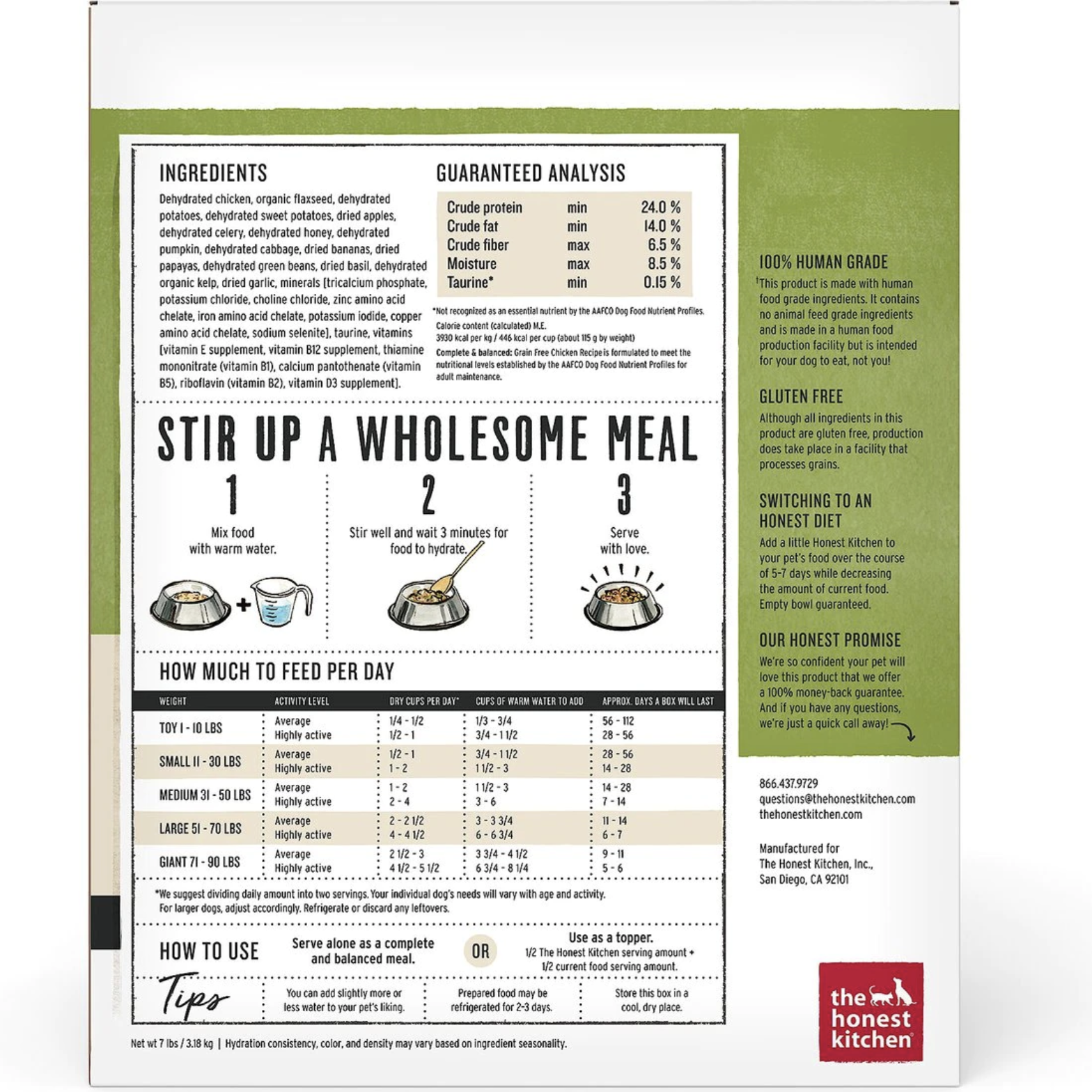 The Honest Kitchen Chicken Recipe Grain-Free Dehydrated Dog Food. 7-lb box