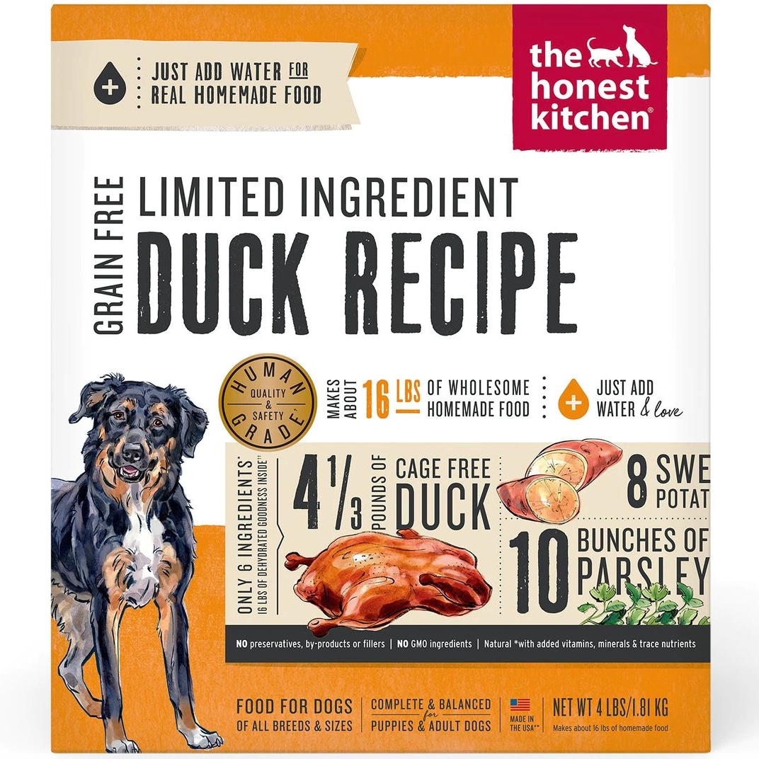 The Honest Kitchen Limited Ingredient Diet Duck Recipe Grain-Free Dehydrated Dog Food. 4-lb box