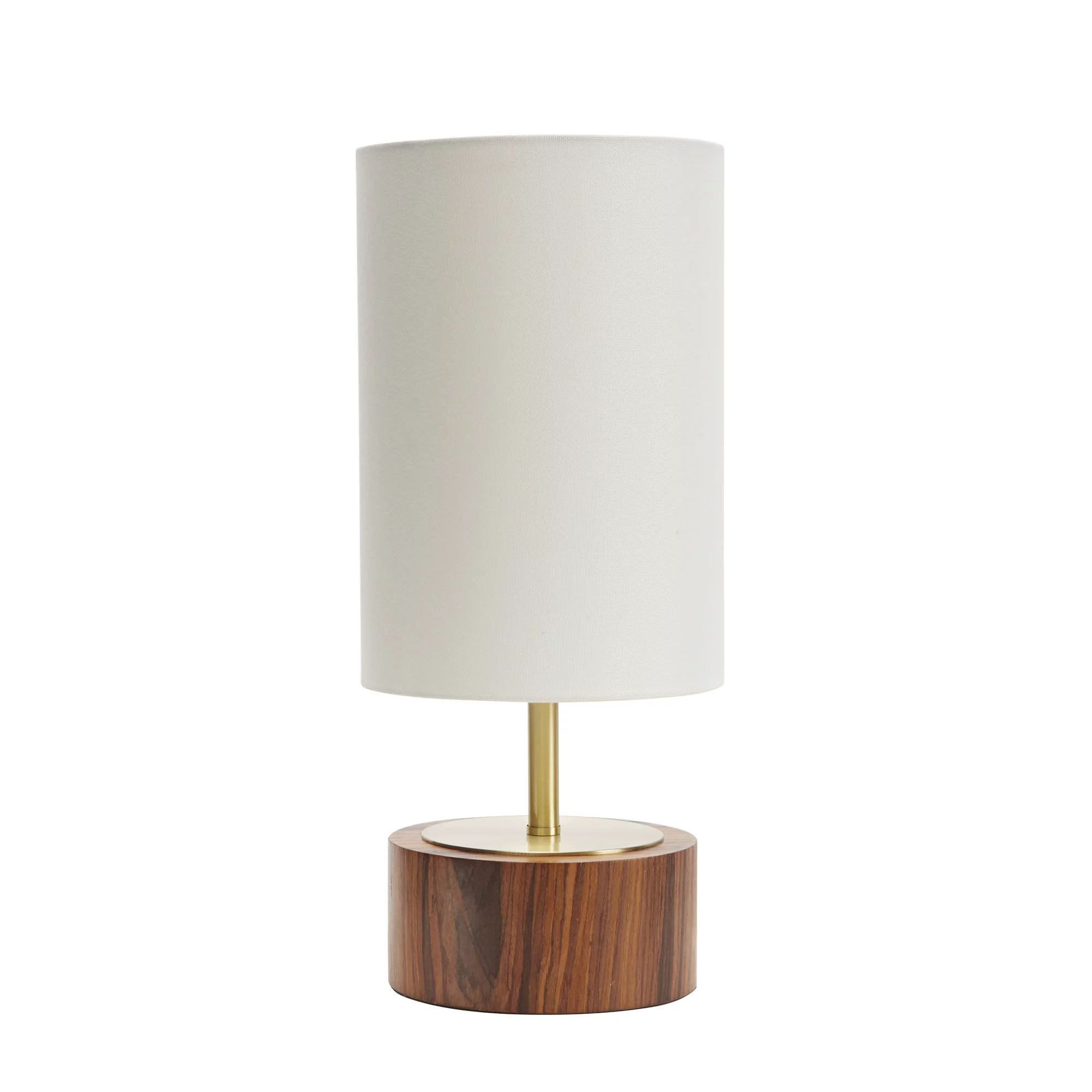 Better Homes & Gardens Woodgrain Touch Table Lamp. Walnut Color Base and Brushed Brass Finish