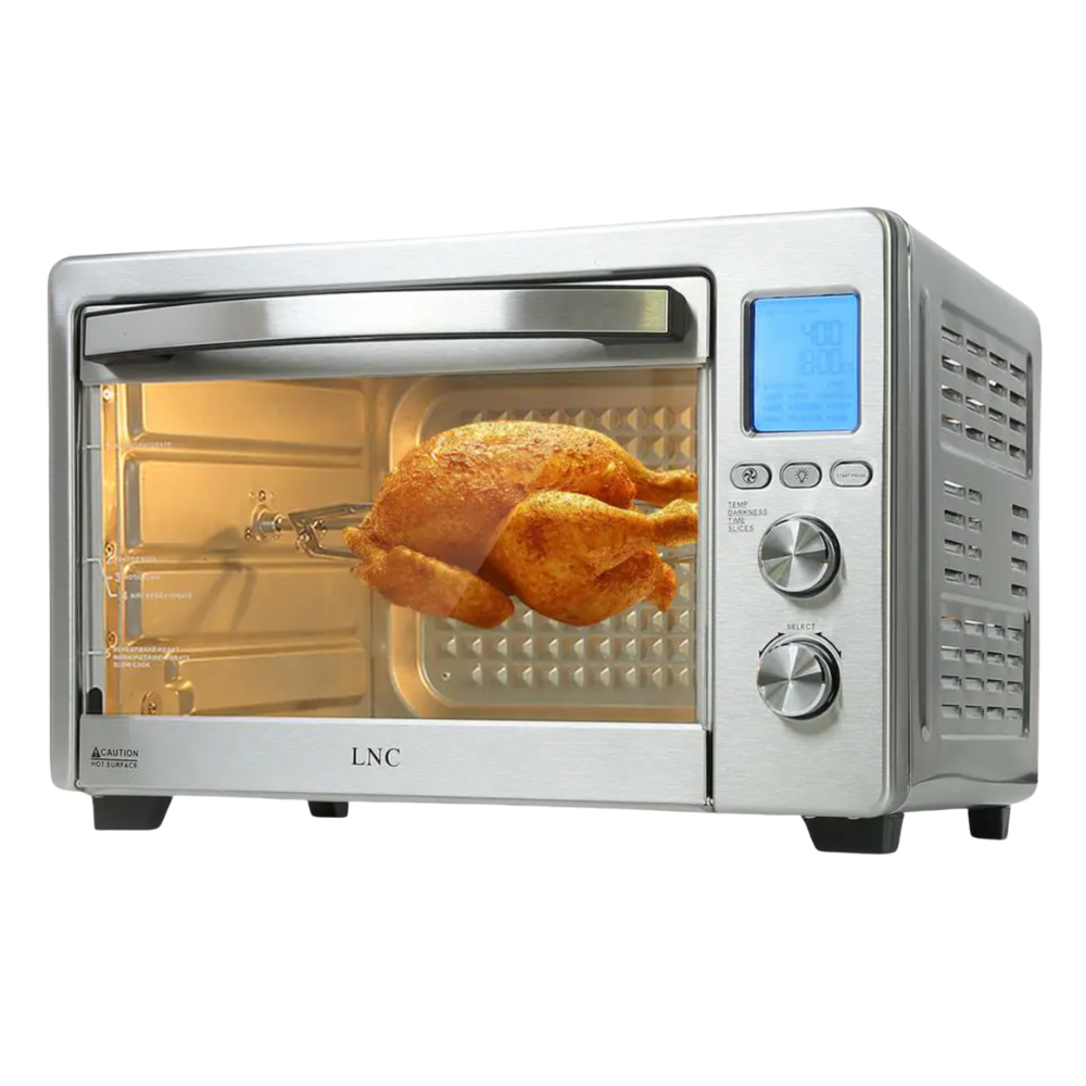 LNC All-in-1 33.8 Qt. Silver Stainless Steel Digital Air Fryer Toaster Oven with Accessories