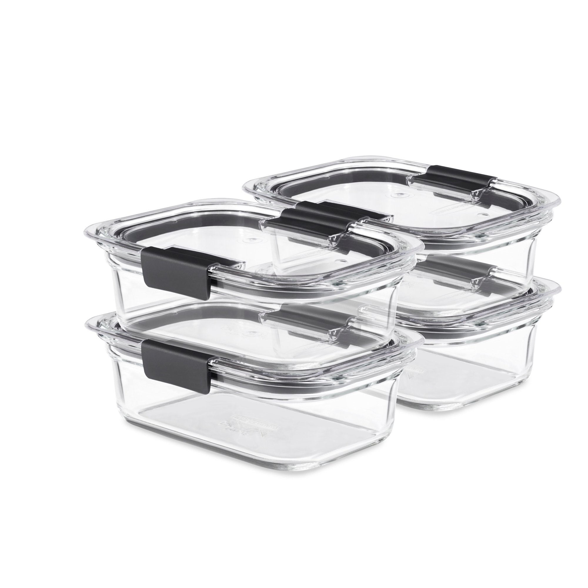 Rubbermaid Brilliance Glass 3.2 Cups Food Storage Containers with Latching Lids. Set of 4